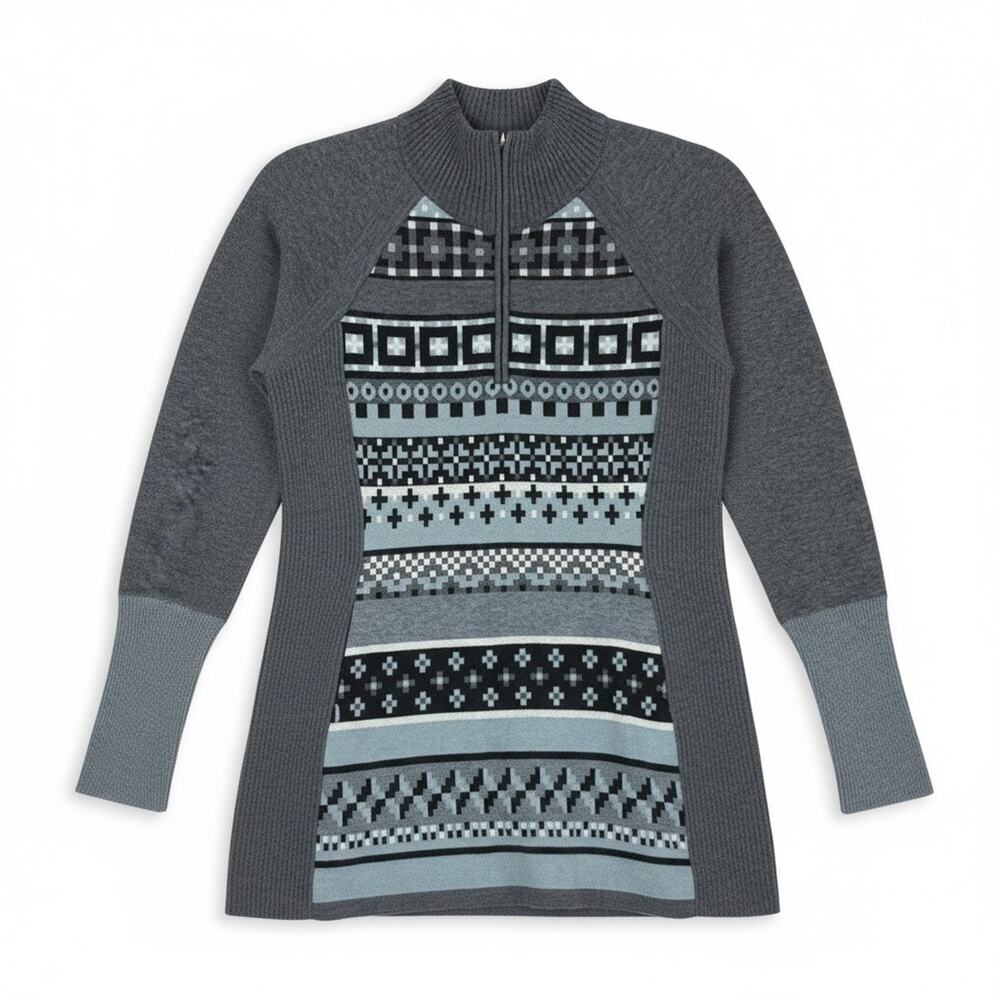 Title Nine Blue Gray Quarter Zip Sweater Small Wool Blend Athletic Pullover - Picture 3 of 11